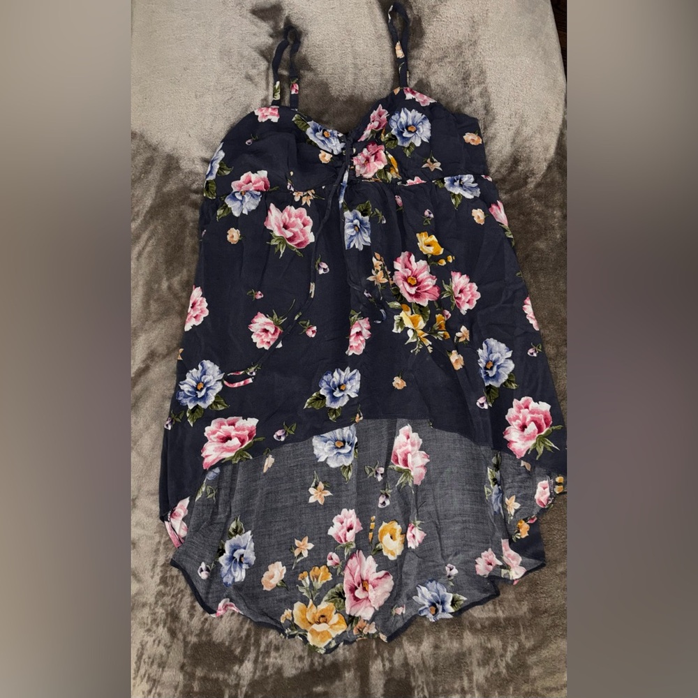 torrid Navy Floral High-Low Shirt with Pink, Blue & Yellow Flowers